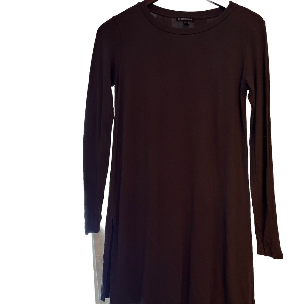 EILEEN FISHER Womens Dress XXS Gray Pullover Shift Jersey Viscose Stretch